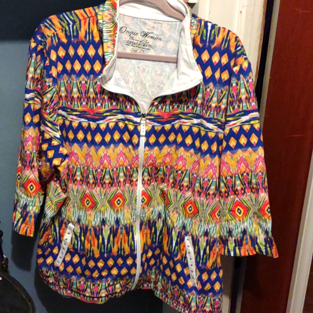 Women's 3x Onque Woman light spring jacket Aztec design